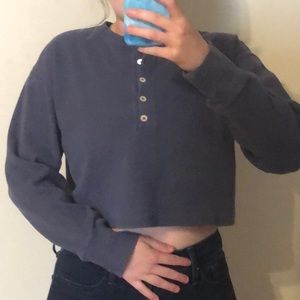 Navy ribbed button up